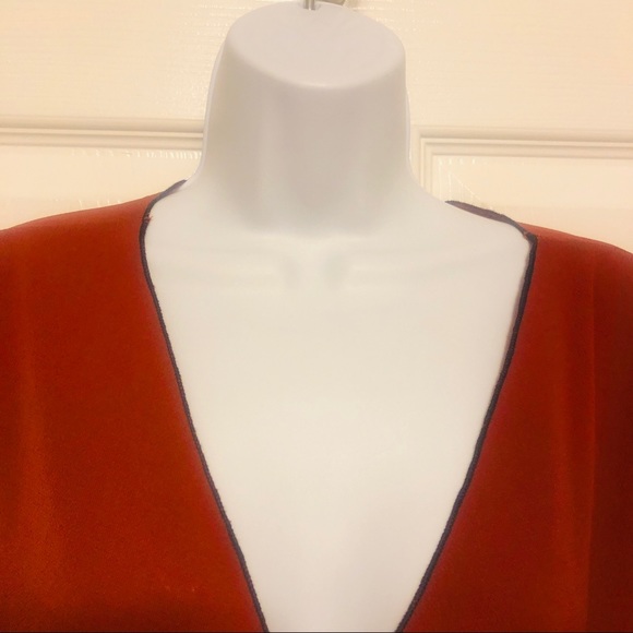 Ashley Stewart Rust/Black Trim Sheer Dress 22/24 - Picture 2 of 8